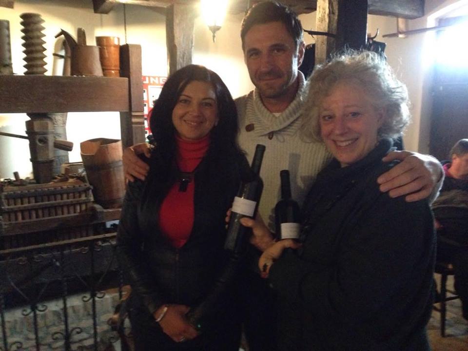 Anita Schieber and Ferenc Kern presenting me with my winning Bikavér