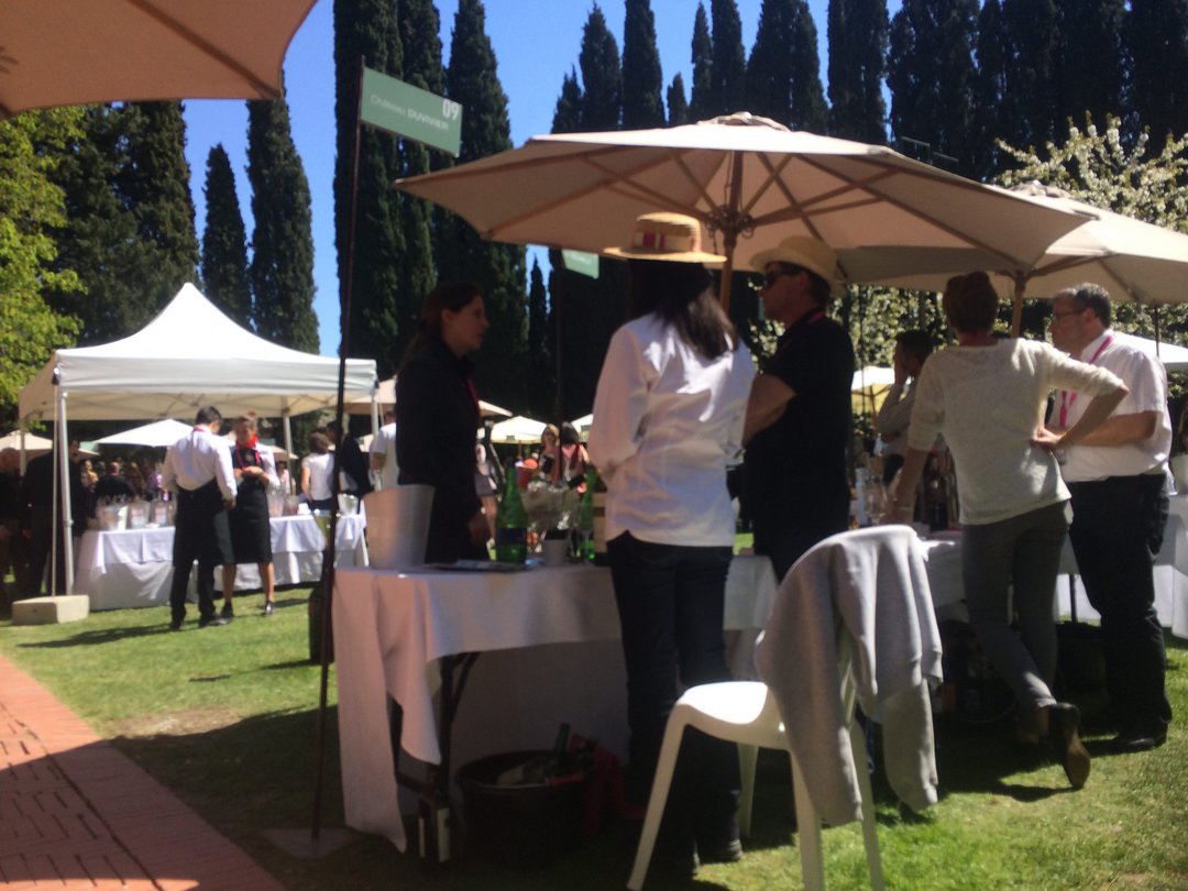 Sunhats and parasols in the afternoon sun