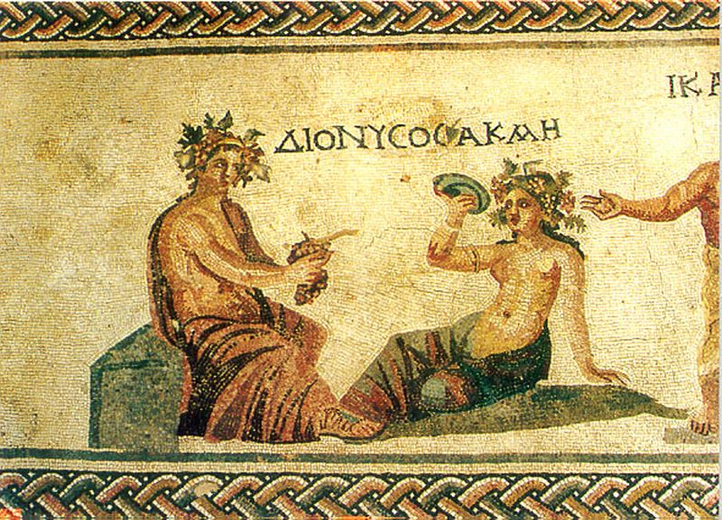 Mosaic found near Paphos showing the god of wine Dionysus