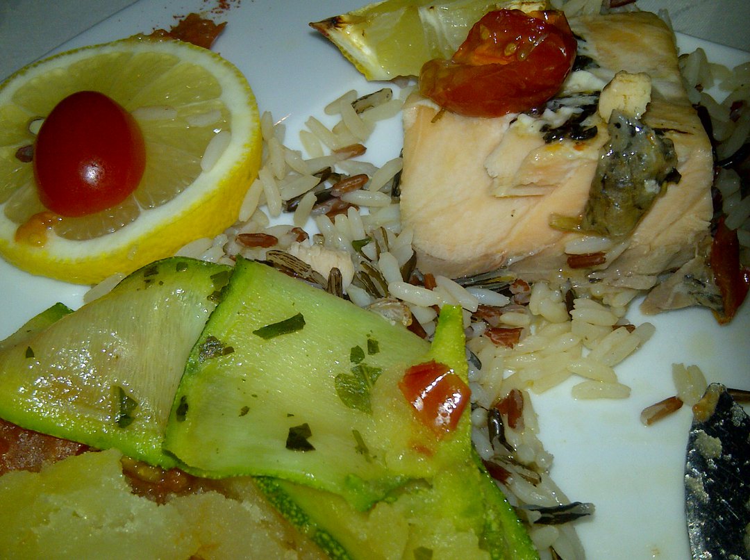 Salmon with wild rice