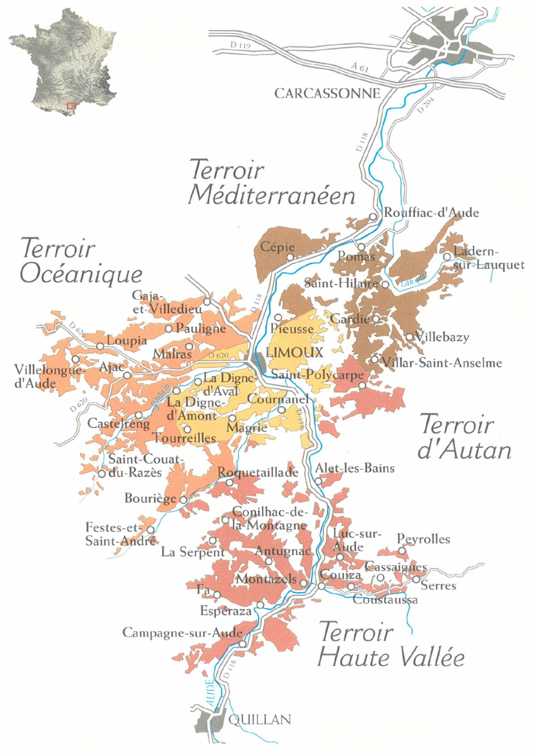 Limoux AOP map of parcels