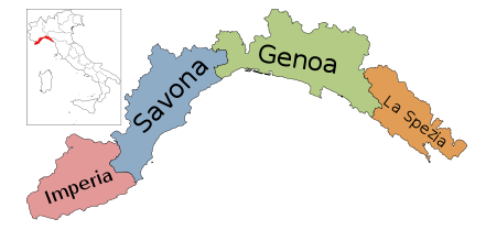 The four provinces of Liguria