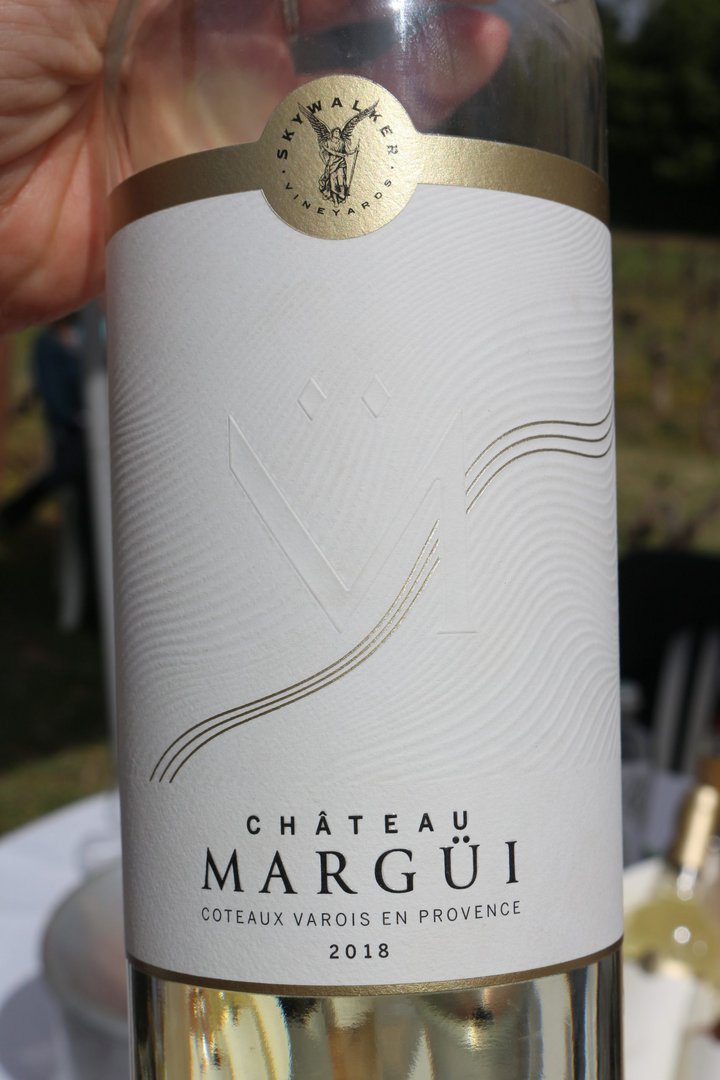 The new label for Chateau Margui, with delicate pattern portraying the hills.