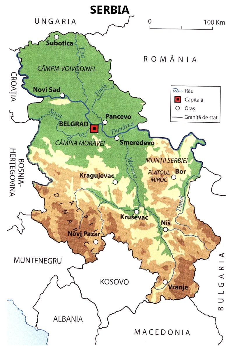 Relief map of Serbia