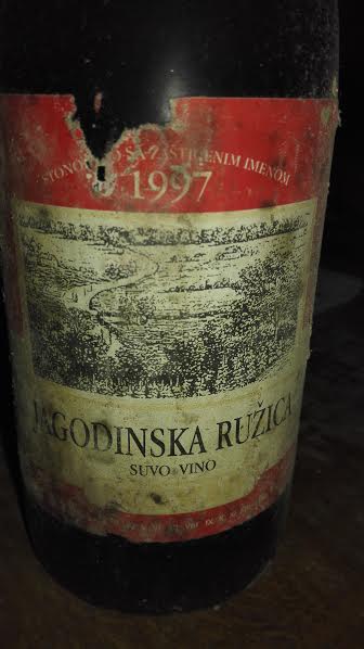 An old bottle of Jagodinska Ružica wine