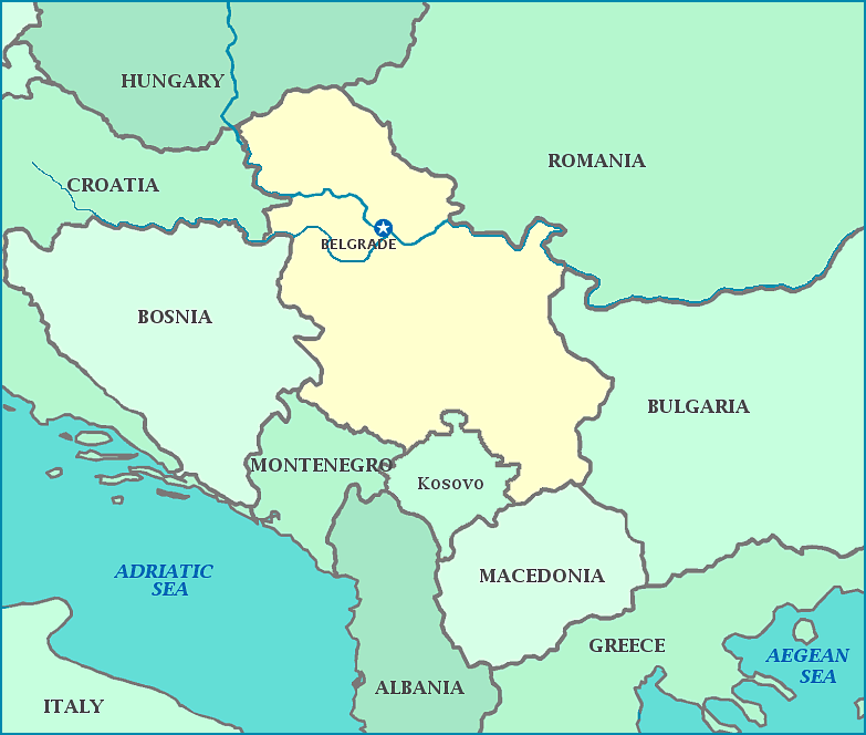 Map of Serbia and surrounding countries